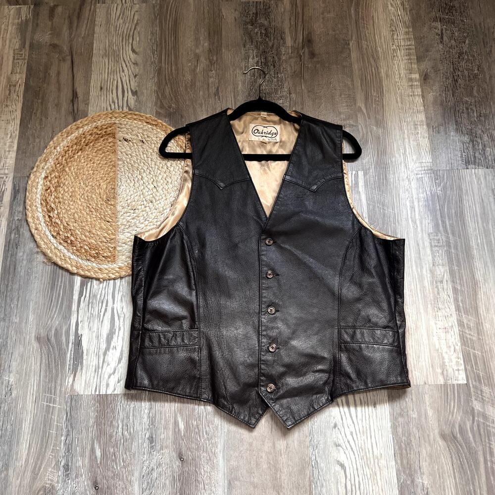 OAKRIDGE BY SCULLY Vtg Leather Western Mens Vest
